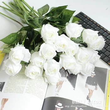 20pcs /daug ! didmeninės nekilnojamojo touch veltinio gėlės silikono gėlės, dirbtinių rožių pumpurai latekso rose vestuvių dekoratyvinės gėlės