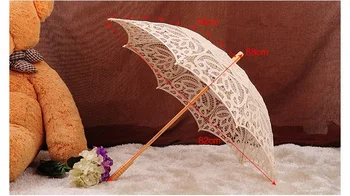 20pcs dramblio kaulo spalvos elegantiškas mūsų durų Europos stiliaus vestuvių skėčiai nuo saulės Ilgai-tiesiai nuotakos nėrinių skėčiai