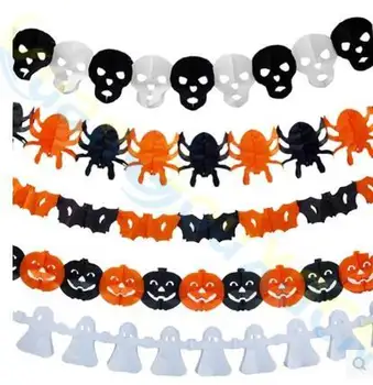 20pcs Helovinas tiekimą šalies PASIDARYK pats apdailos 3D Voras moliūgų vaiduoklių šikšnosparniai popieriaus grandinės Girliandą reklama traukti gėlių Dekoras