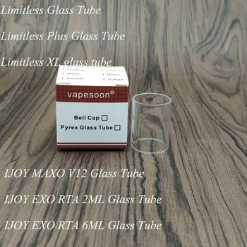 20pcs/lot VapeSoon Replacement Glass Tube For IJOY Limitless Plus XL MAXO V12 EXO RTA 2ML EXO RTA 6ML Clear Glass Tube