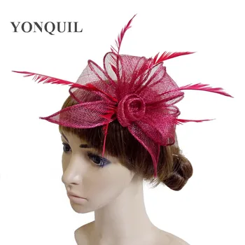 21 spalvos Elegantiškas sinamay fascinators plunksnų gėlės, vestuvių plaukų aksesuarai grožio nuotakos skrybėlės graži šalis galvos apdangalai OF1538