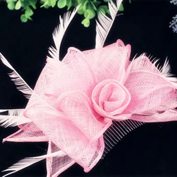 21 spalvos Elegantiškas sinamay fascinators plunksnų gėlės, vestuvių plaukų aksesuarai grožio nuotakos skrybėlės graži šalis galvos apdangalai OF1538