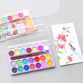 21 Spalvos Kietos Paletės, Akvarelės Pigmento Miltelių Dažų Rinkinys Su Vandens Teptuku/Watercolor Paper/Akvarelė Pen Akvarelės Box Set