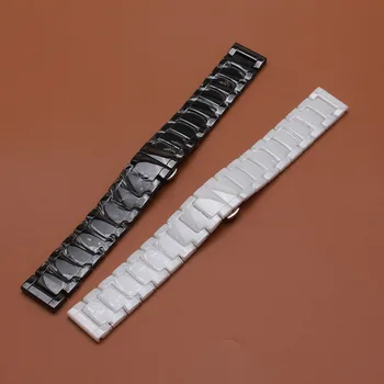 22mm Aukštos kokybės Sidabro Depolyment Watchband Juoda ir Balta Keramika Žiūrėti Juostų Apyrankės Bendras poliruoti priedai ilgiau