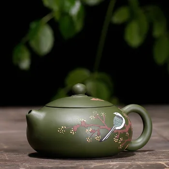 230ML Reta Žalia, Molio, Rankų darbo dažytos Arbatinukas Yixing Žinomų Kung Fu Zisha Arbatos Puodą Aukštos kokybės arbata dovana Nemokamas Pristatymas