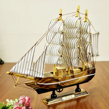 24cm Medinis Laivas Amatų burlaivio Medienos Burlaivis Modelis Jūrmylių Grynas Vadovą, Apdaila, Namų Dekoro Burlaivis burlaivis