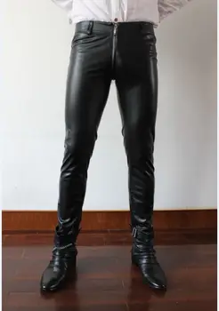 28-36 ! Karšto pardavimui, vyriški nauji drabužiai Stora elastinga 2018 vyriškos odinės kelnės odinės kelnės Vyrams dainininkas kostiumai