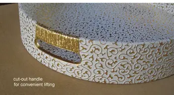 29 cm turas odos tarnauja saugojimo dekoratyvinės plokštelės vaisių maisto dėklas (reljefinis aukso per balta 296C
