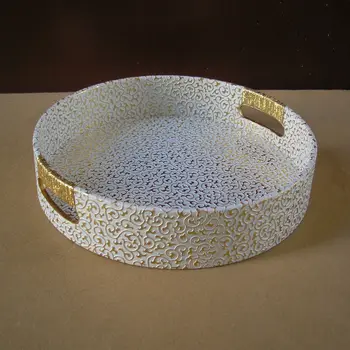 29 cm turas odos tarnauja saugojimo dekoratyvinės plokštelės vaisių maisto dėklas (reljefinis aukso per balta 296C