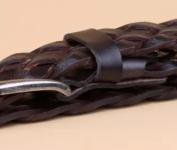 29mm Moterų dirželis natūralios odos vintage pin sagtis pirmojo sluoksnio karvės odos megztas diržas apdaila mados juosmens kelnės diržas