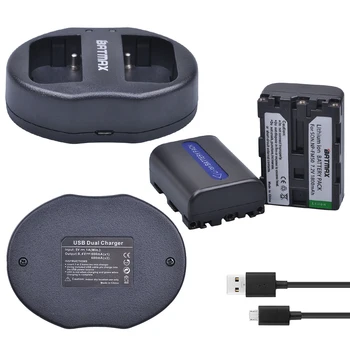 2Pcs NP-FM50 NP FM50 FM55H Batteries Pack and Dual USB Charger for Sony NP-FM51 NP-FM30 NP-FM55H DCR-PC101 A100 Series DSLR-A100