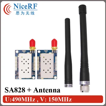 2Sets/daug SA828 UHF 400-480MHz Itin mažo Dydžio, Walkie Talkie Modulis Rinkinys (Įskaitant USB Keitiklis,Antena,Garsiakalbio,valdymo ratuką