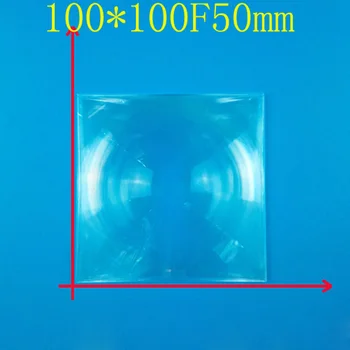2vnt 100x100mm Plastiko Frenelio LED Objektyvas Saulės Židinio Nuotolis 50mm dėl Plokštumoje, didinamasis stiklas,Saulės Energijos Koncentratorius