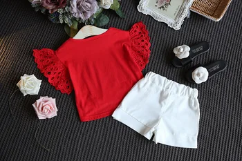 2VNT/2-6Years/vasaros stiliaus kūdikių mergaičių komplektus mielas marškinėliai+šortai korėjos vaikai, mada, drabužiai vaikams, drabužiai rinkiniai BC1451