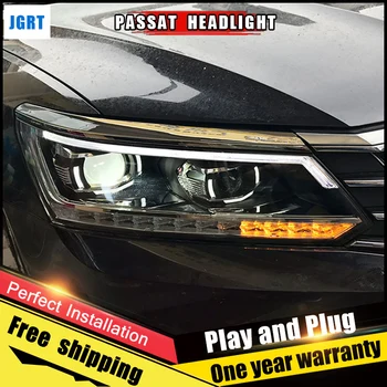 2VNT Automobilių Stiliaus LED žibintai vw Passat 2011-2017 Passat žibintas LED DRL Dvigubo Objektyvo Šviesos H7 HID Xenon bi-xenon 