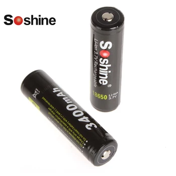 2x Soshine 3.7 V 3400mAh 18650 Rechargeble Baterija Saugomų Aukštos Išleidimo Li-ion Ličio Baterijos LED Žibintuvėlis Žibintai
