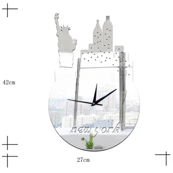 3 D laisvės deivė sieninis laikrodis kvarcinis laikrodis veidrodėliai papuošti kambarį, TV foną, sieninis laikrodis sieninis laikrodis Nemokamas Pristatymas