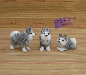 3 gabalus rinkinys simulaiton haskių šunų modelis polietileno&fur mini haskių šunų lėlės dovana 0796