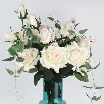 3 Galvutės(1Full-Atviros+1Half-Atviros+1Bud) Rožė Home/Vestuvių Papuošimas Dirbtinis Dekoratyvinis Latekso Nekilnojamojo Touch Gėlės Rožės