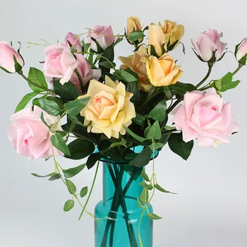 3 Galvutės(1Full-Atviros+1Half-Atviros+1Bud) Rožė Home/Vestuvių Papuošimas Dirbtinis Dekoratyvinis Latekso Nekilnojamojo Touch Gėlės Rožės