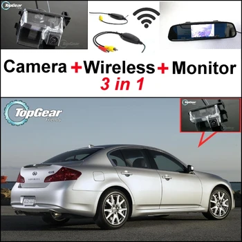 3 in1 Specialus Galinio vaizdo Kamera + Belaidis Imtuvas + Veidrodis Stebėti Lengvai DIY Atgal į Viršų Parkavimo Sistema Infiniti G25 Q40 Q60