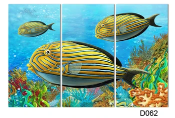 3 Skydelis Didelis spalvinga žuvis Drobės tapybos oceanscapes 3 Gabalas Sienos Meno Kokoso Namų Dekoro Jūros Nuotraukos unikali dovana, be rėmelio