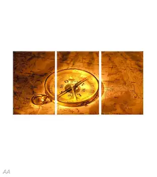 3 Skydelis Šiuolaikinės Drobė Meno Golden Pasaulio Žemėlapio, Kompaso Aliejaus Tapybai Hd Atspausdinta Ant Drobės Sienos Nuotraukas Kambarį Neįrėminti