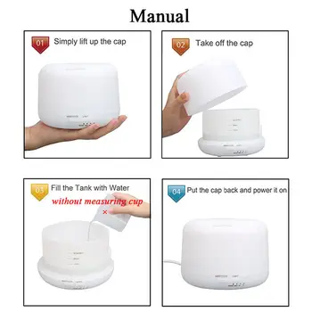 300ML Remote Control Aromatherapy Essential Oil Aroma Diffuser Ultrasonic Diffuser for Essential Oils with 7 Color Warm Lights