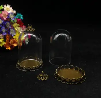 300sets/daug 30*20 vamzdžių stiklo pasaulyje dvigubo nėrinių dėklas stiklo buteliukas pakabučiai mados karoliai stiklo danga dome 