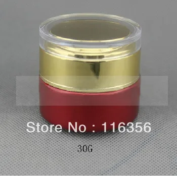 30G raudono stiklo grietinėlės indelį su golden cap