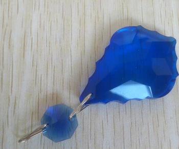 30pcs/daug , mėlyna spalva 50mm prancūzijos lapų pakabukas with1pcs kaip 14mm aštuonkampis karoliukai, kristalų liustra prizmę dalys nemokamas pristatymas