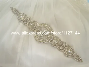 (30PCS) Didmeninės rankų darbo zawalcowany siuvimo nuotakos sidabro aišku, kalnų krištolas varčios aplikacijos vestuvinių suknelių WDD0617