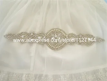 (30PCS) Didmeninės rankų darbo zawalcowany siuvimo nuotakos sidabro aišku, kalnų krištolas varčios aplikacijos vestuvinių suknelių WDD0617
