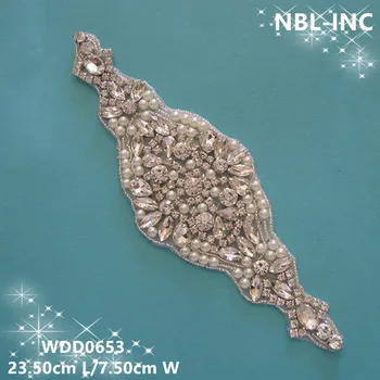 (30PCS)Didmeninės rankų zawalcowany siuvimo sidabro krištolas kalnų krištolas pearl aplikacijos geležies vestuvinių suknelių WDD0653