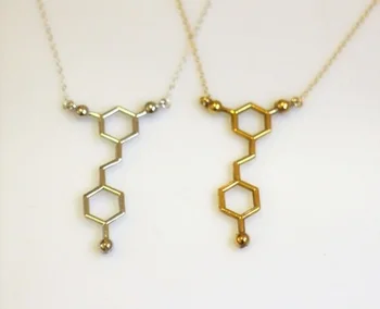 30PCS- Element Dopamine Necklace Chemistry Caffeine Molecular Necklace Formula Hormone Molecule Serotonin Necklaces