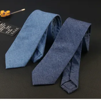31colors korėjos dizaineris aukštos kokybės mens kaklo kaklaraištis liesas, plonas 6cm medvilnės kaubojus pledas kietas vestuvių kaklaraiščiai 50pcs/daug