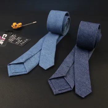 31colors korėjos dizaineris aukštos kokybės mens kaklo kaklaraištis liesas, plonas 6cm medvilnės kaubojus pledas kietas vestuvių kaklaraiščiai 50pcs/daug