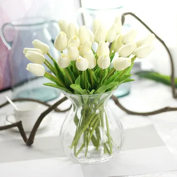 35pcs/daug 30cm Ilgio Dirbtinių Gėlių Šilko Gėlių Namų Puošybai Pu Mini Tulip Gėlių Nekilnojamojo Touch Vestuvių Gėlė 30 cm Ilgio