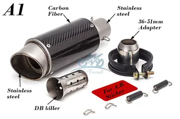 36-51mm universal motorcycle exhaust muffler with DB killer carbon fiber for Z900 ER6N GSXR750R KTM390 R3 BN600 NK650