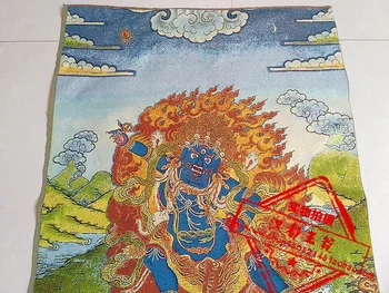 36 colių Tibeto Šilko siuvinėjimo Nepalas Didelis juodas dangus apsaugos Buda Tangka Thangka Paveikslų šeimos sieną puošia freskos