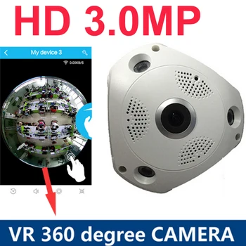 360 Laipsnių Panorama Kamera 3.0 MP 1080P HD Wireless VR IP Kameros VAIZDO Apsaugos Stebėjimo kameros P2P VR VAIZDO wifi stebėti
