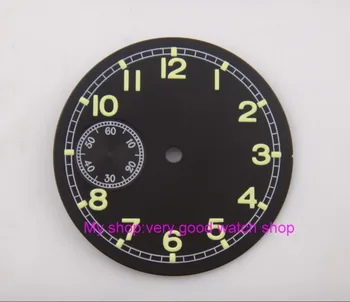 38.9 mm black dial tinka 6497-1 /6497-2/st3600 judėjimo žiūrėti dial šviesos žalia ženklai 07a