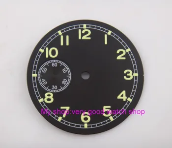 38.9 mm black dial tinka 6497-1 /6497-2/st3600 judėjimo žiūrėti dial šviesos žalia ženklai 07a