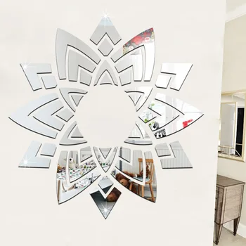 3D Akrilo Sienų Lipdukai Kambarį Lova Lubų Veidrodis 46.85x49.40inch Gėlių Formos Siena Lipdukas Namų Puošybai