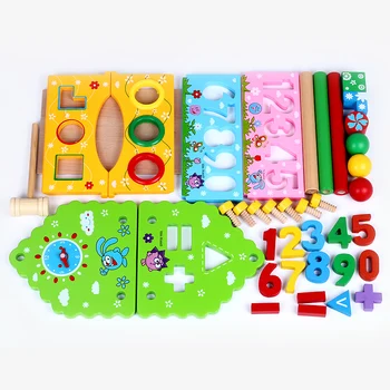 3D blokuoti žaidimai mediniai blokai vaikų žaislų medžio namas žvalgybos langelį formos geometrinio rūšiavimo atitikimo valdybos Montessori vaikas