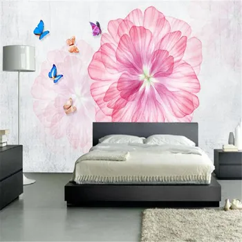 3D Custom Tapetai Ranka-dažytos Gėlių foto Tapetai Meno Pink Gėlių Siena Dokumentus Gyvenimo Kambario, Miegamasis Freskomis, TV Foną