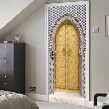 3D Durų Lipdukas Musulmonų Retro Durų Buitinių tapetai, Lipdukai, Miegamasis, Kabinetas, Koridorius, durys, Durų Apdaila, PVC Sienų Lipduko