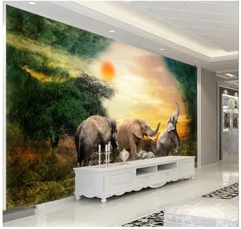 3D foto tapetai užsakymą 3d sienų freskomis tapetai Gražūs drambliai 3D kraštovaizdžio TV foną, sienos popieriaus namų puošybai