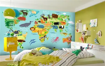 3d foto tapetai užsakymą vaikai freskos lving kambarys animacinių filmų gyvūnų pasaulio žemėlapyje tapybos vaizdą 3d sienų freskomis tapetai sienos 3d
