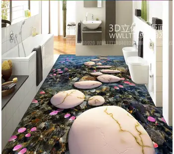 3d grindys vandeniui sienos popieriaus vonios kambarys pasirinktinius nuotraukų pvc lipdukas Žiedlapių lopyti akmens kelias dažymas tapetų sienos 3d